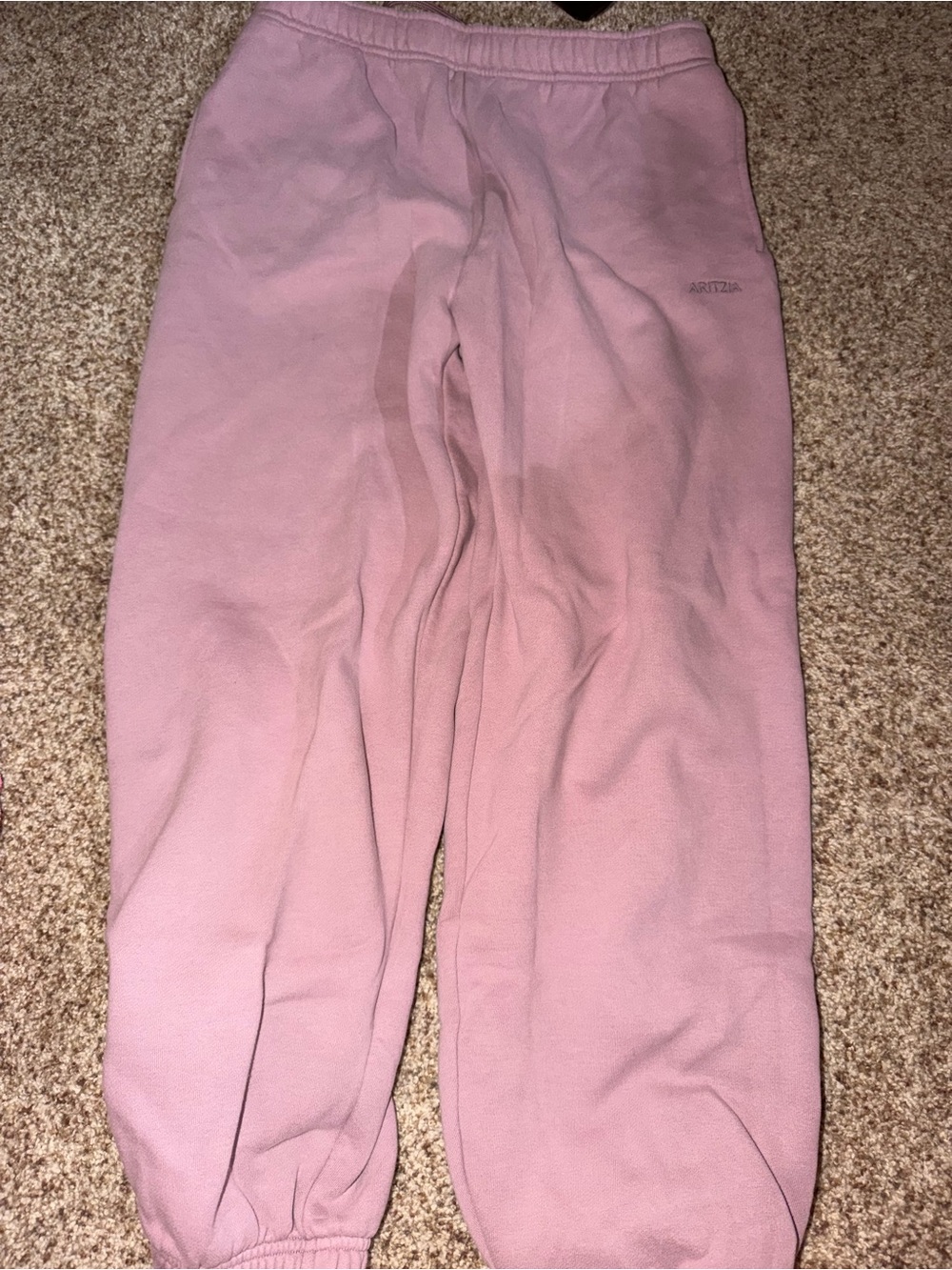 Aritzia Sweatfleece Mega Fit sweatpants in a dusty rose color